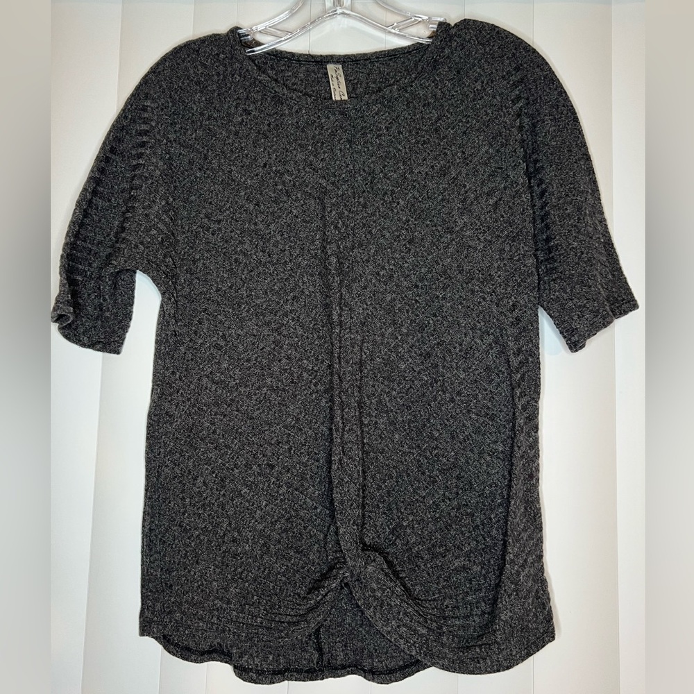 PerSeption Concept Gray Ribbed Blouse Relaxed Fit